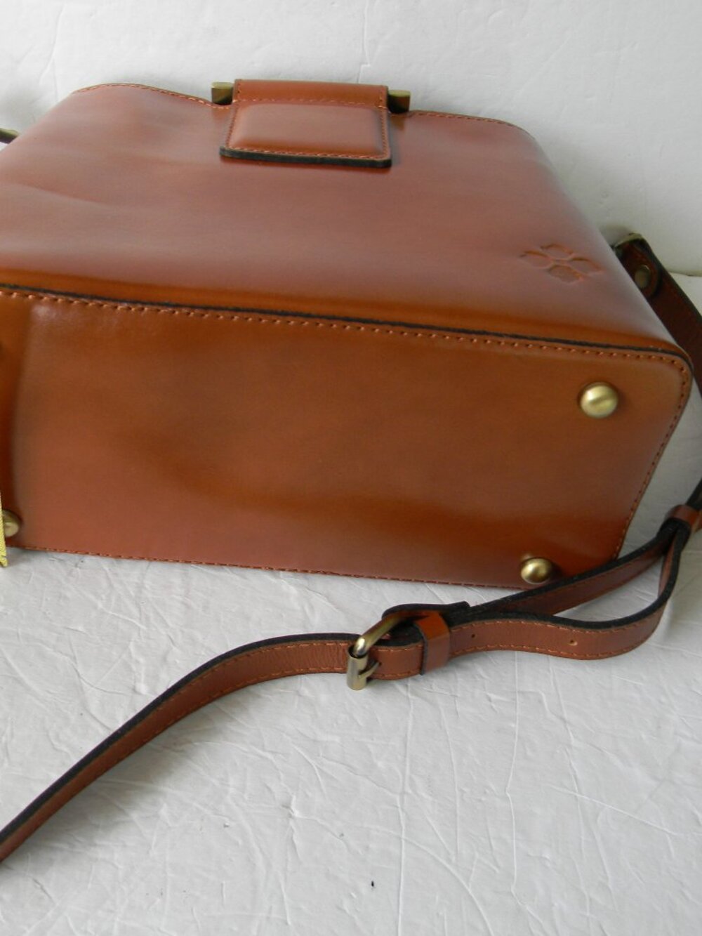 PATRICIA NASH TAN BROWN EMPOLI MEDIUM SMOOTH LEATHER SATCHEL/CROSSBODY RING - Picture 6 of 11